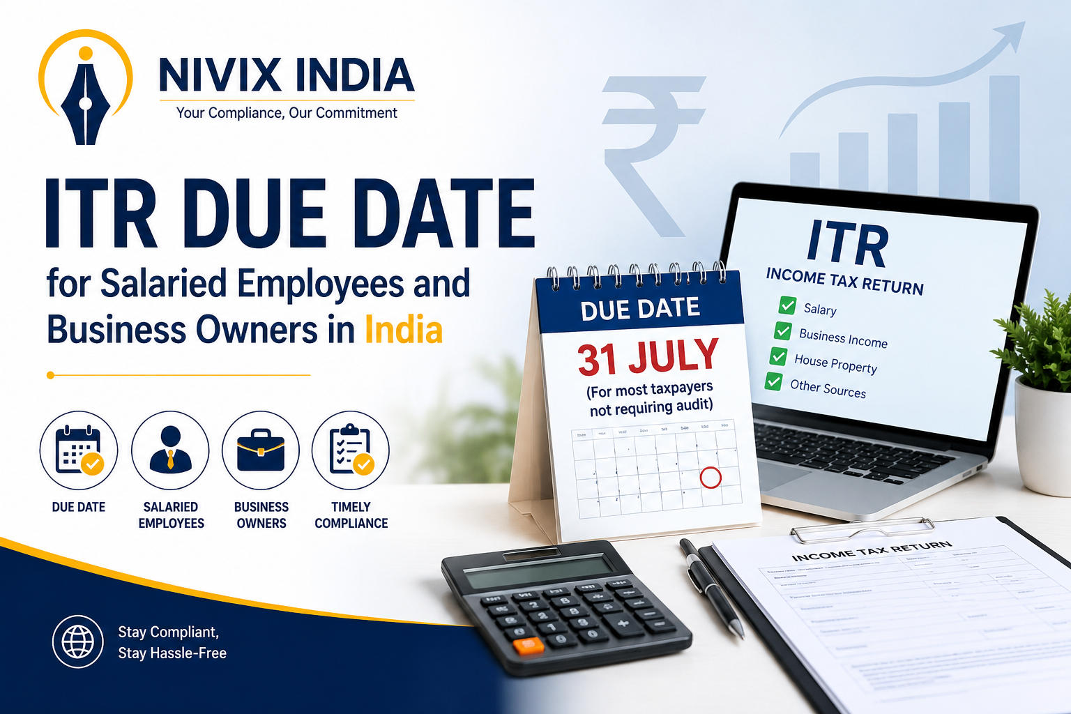 ITR Due Date for Salaried Employees and Business Owners in India for FY 2025-26 / AY 2026-27